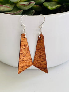 Handmade Wood Earrings Incline Shape by Blooms of 4 Branches